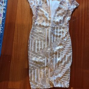 Rose gold Sequin short dress